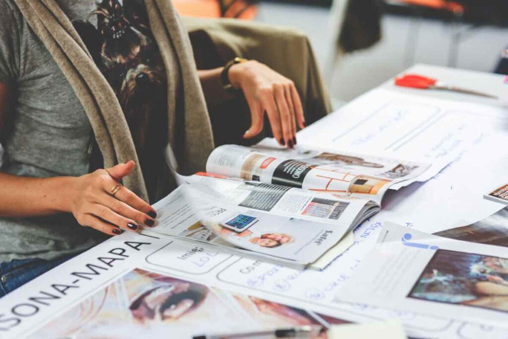 a woman reading a magazine